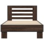 Estructura cama madera ingeniería metal roble marrón 90x200 cm de vidaXL, Camas y somieres - Ref: Foro24-845656, Precio: 95,2...