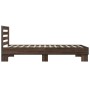 Estructura cama madera ingeniería metal roble marrón 90x200 cm