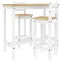 Set de bar 3 piezas madera maciza de pino blanco de vidaXL, muebles para cocinas y comedores - Ref: Foro24-4005692, Precio: 2...