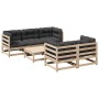 6-teilige Gartensofagarnitur mit Kissen aus massivem Kiefernholz von vidaXL, Gartensets - Ref: Foro24-3299290, Preis: 530,44 ...