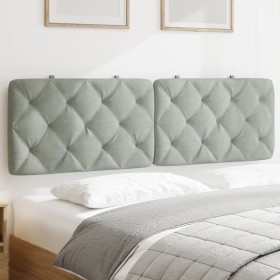 Cabecero de cama acolchado terciopelo gris claro 160 cm
