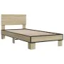 Estructura cama madera ingeniería metal roble Sonoma 100x200 cm de vidaXL, Camas y somieres - Ref: Foro24-845803, Precio: 74,...
