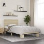 Estructura cama madera ingeniería metal roble Sonoma 100x200 cm de vidaXL, Camas y somieres - Ref: Foro24-845803, Precio: 75,...