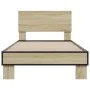Estructura cama madera ingeniería metal roble Sonoma 100x200 cm de vidaXL, Camas y somieres - Ref: Foro24-845803, Precio: 74,...