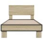 Estructura cama madera ingeniería metal roble Sonoma 100x200 cm de vidaXL, Camas y somieres - Ref: Foro24-845803, Precio: 75,...