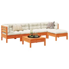 6-piece garden sofa set with wax-brown pine wood cushions by vidaXL, Garden sets - Ref: Foro24-3299405, Price: 501,21 €, Disc...