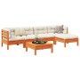 6-piece garden sofa set with wax-brown pine wood cushions by vidaXL, Garden sets - Ref: Foro24-3299405, Price: 501,21 €, Disc...