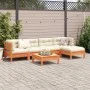 6-teilige Gartensofagarnitur mit wachsbraunen Kissen aus Kiefernholz von vidaXL, Gartensets - Ref: Foro24-3299405, Preis: 481...