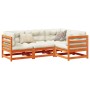 4-piece garden sofa set with wax-brown pine wood cushions by vidaXL, Garden sets - Ref: Foro24-3299413, Price: 408,42 €, Disc...