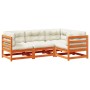 4-piece garden sofa set with wax-brown pine wood cushions by vidaXL, Garden sets - Ref: Foro24-3299413, Price: 408,42 €, Disc...