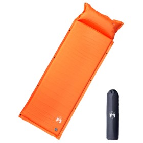 Colchón de camping autoinflable con almohada 1 persona naranja