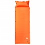 Colchón de camping autoinflable con almohada 1 persona naranja