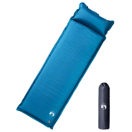 Colchón de camping autoinflable con almohada 1 persona turquesa