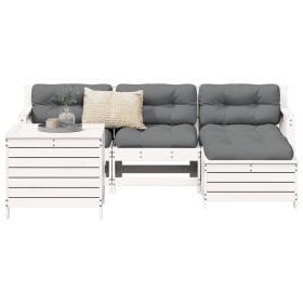 Gartensofa-Set 5-teilig aus massivem weißem Kiefernholz von vidaXL, Gartensets - Ref: Foro24-3250505, Preis: 381,45 €, Rabatt: %