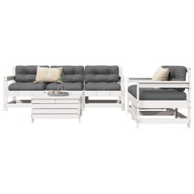 Gartensofa-Set 6-teilig aus massivem weißem Kiefernholz von vidaXL, Gartensets - Ref: Foro24-3250821, Preis: 409,49 €, Rabatt: %