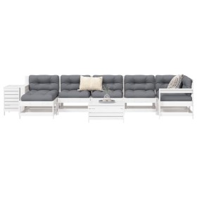 Gartensofa-Set 9-teilig aus massivem weißem Kiefernholz von vidaXL, Gartensets - Ref: Foro24-3250657, Preis: 608,17 €, Rabatt: %