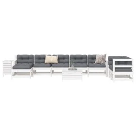 Gartensofa-Set 10-teilig aus massivem weißem Kiefernholz von vidaXL, Gartensets - Ref: Foro24-3250641, Preis: 664,41 €, Rabat...