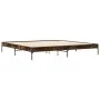 Estructura cama madera ingeniería metal roble ahumado 180x200cm de vidaXL, Camas y somieres - Ref: Foro24-845003, Precio: 112...