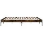 Engineered wood bed frame metal smoked oak 180x200cm by vidaXL, Beds and slatted bases - Ref: Foro24-845003, Price: 112,97 €,...