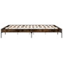 Estructura cama madera ingeniería metal roble ahumado 180x200cm