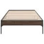 Estructura cama madera ingeniería metal marrón roble 90x190 cm de vidaXL, Camas y somieres - Ref: Foro24-845055, Precio: 55,8...