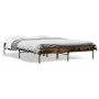 Estructura cama madera ingeniería metal roble ahumado 135x190cm de vidaXL, Camas y somieres - Ref: Foro24-845043, Precio: 84,...