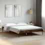 Engineered wood bed frame metal smoked oak 135x190cm by vidaXL, Beds and slatted bases - Ref: Foro24-845043, Price: 84,63 €, ...