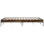 Engineered wood bed frame metal smoked oak 135x190cm by vidaXL, Beds and slatted bases - Ref: Foro24-845043, Price: 84,63 €, ...