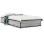Estructura cama madera ingeniería metal gris Sonoma 90x190 cm de vidaXL, Camas y somieres - Ref: Foro24-845119, Precio: 87,37 €