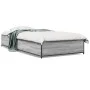 Estructura cama madera ingeniería metal gris Sonoma 90x190 cm de vidaXL, Camas y somieres - Ref: Foro24-845119, Precio: 86,37...