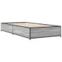 Estructura cama madera ingeniería metal gris Sonoma 90x190 cm de vidaXL, Camas y somieres - Ref: Foro24-845119, Precio: 86,37...