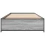 Estructura cama madera ingeniería metal gris Sonoma 90x190 cm de vidaXL, Camas y somieres - Ref: Foro24-845119, Precio: 86,37...