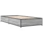 Estructura cama madera ingeniería metal gris Sonoma 90x190 cm de vidaXL, Camas y somieres - Ref: Foro24-845119, Precio: 86,37...