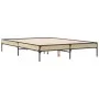Bettgestell aus Sonoma-Eiche-Metallwerkstoff, 120 x 200 cm von vidaXL, Betten und Lattenroste - Ref: Foro24-845022, Preis: 81...