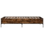 Engineered wood metal bed frame smoke oak 100x200 cm by vidaXL, Beds and slatted bases - Ref: Foro24-844963, Price: 76,34 €, ...