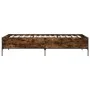 Estructura cama madera ingeniería metal roble humo 100x200 cm de vidaXL, Camas y somieres - Ref: Foro24-844963, Precio: 68,03...