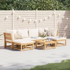 7-piece garden furniture set with solid acacia wood cushions by vidaXL, Modular outdoor sofas - Ref: Foro24-3214299, Price: 7...