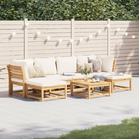 7-piece garden furniture set with solid acacia wood cushions by vidaXL, Modular outdoor sofas - Ref: Foro24-3214299, Price: 7...