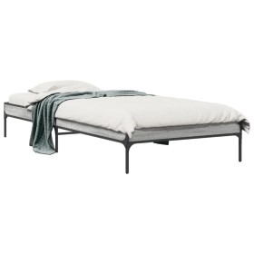 Sonoma-graues Metall-Holzwerkstoff-Bettgestell 90 x 200 cm von vidaXL, Betten und Lattenroste - Ref: Foro24-845034, Preis: 64...