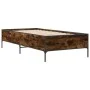 Engineered wood bed frame metal smoked oak 90x200 cm by vidaXL, Beds and slatted bases - Ref: Foro24-844968, Price: 76,08 €, ...
