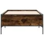 Engineered wood bed frame metal smoked oak 90x200 cm by vidaXL, Beds and slatted bases - Ref: Foro24-844968, Price: 76,08 €, ...