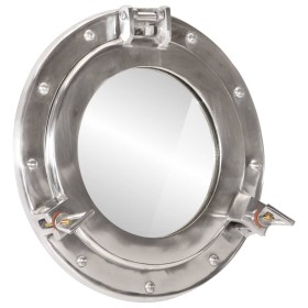 Espejo de ojo de buey de pared aluminio y vidrio Ø30 cm