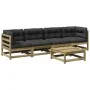 5-piece garden sofa set with impregnated pine wood cushions by vidaXL, Garden sets - Ref: Foro24-3299278, Price: 437,02 €, Di...