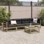5-piece garden sofa set with impregnated pine wood cushions by vidaXL, Garden sets - Ref: Foro24-3299278, Price: 437,02 €, Di...