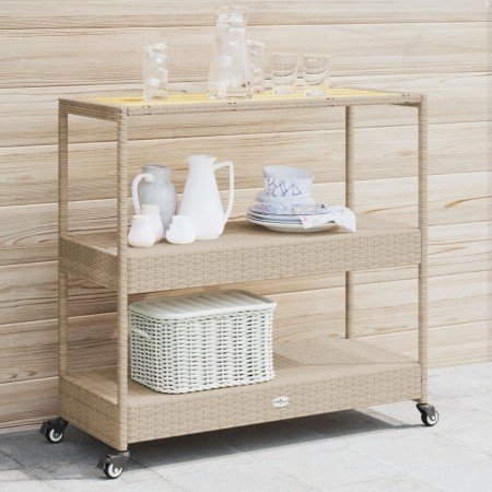 Bar cart 3 levels PE rattan and solid beige acacia wood by vidaXL, Kitchen and dining carts - Ref: Foro24-368725, Price: 167,...
