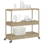 Carrito de bar 3 niveles ratán PE y madera maciza acacia beige de vidaXL, Carros de cocina y comedor - Ref: Foro24-368725, Pr...