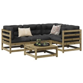 5-piece garden sofa set with impregnated pine wood cushions by vidaXL, Garden sets - Ref: Foro24-3299426, Price: 453,04 €, Di...