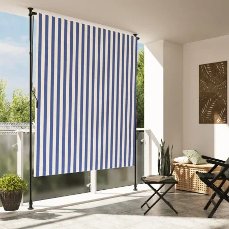 Außenrollo Stahlgewebe blau weiß 200x270 cm von vidaXL, Markisen - Ref: Foro24-368767, Preis: 72,09 €, Rabatt: %