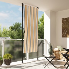 Außenrollo aus gelbem und weißem Stahlgewebe von vidaXL, Markisen - Ref: Foro24-368773, Preis: 63,45 €, Rabatt: %