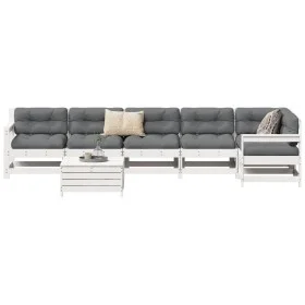 Gartensofa-Set 7-teilig aus massivem weißem Kiefernholz von vidaXL, Gartensets - Ref: Foro24-3250889, Preis: 462,74 €, Rabatt: %